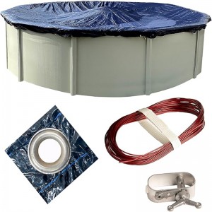 Above ground Pool Winter Cover 18’ Ft. Round, Includes Winch and Cable, Superior Strength & Durability, UV Protected, 18′, Solid Blue