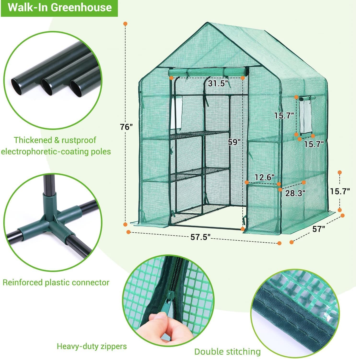 Greenhouse for Outdoors with Durable PE Cover